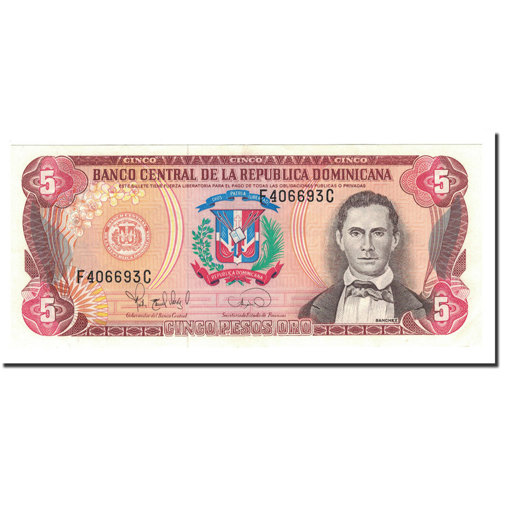 Banknote, Dominican Republic, 5 Pesos Oro, 1990, KM:131, UNC(65-70)