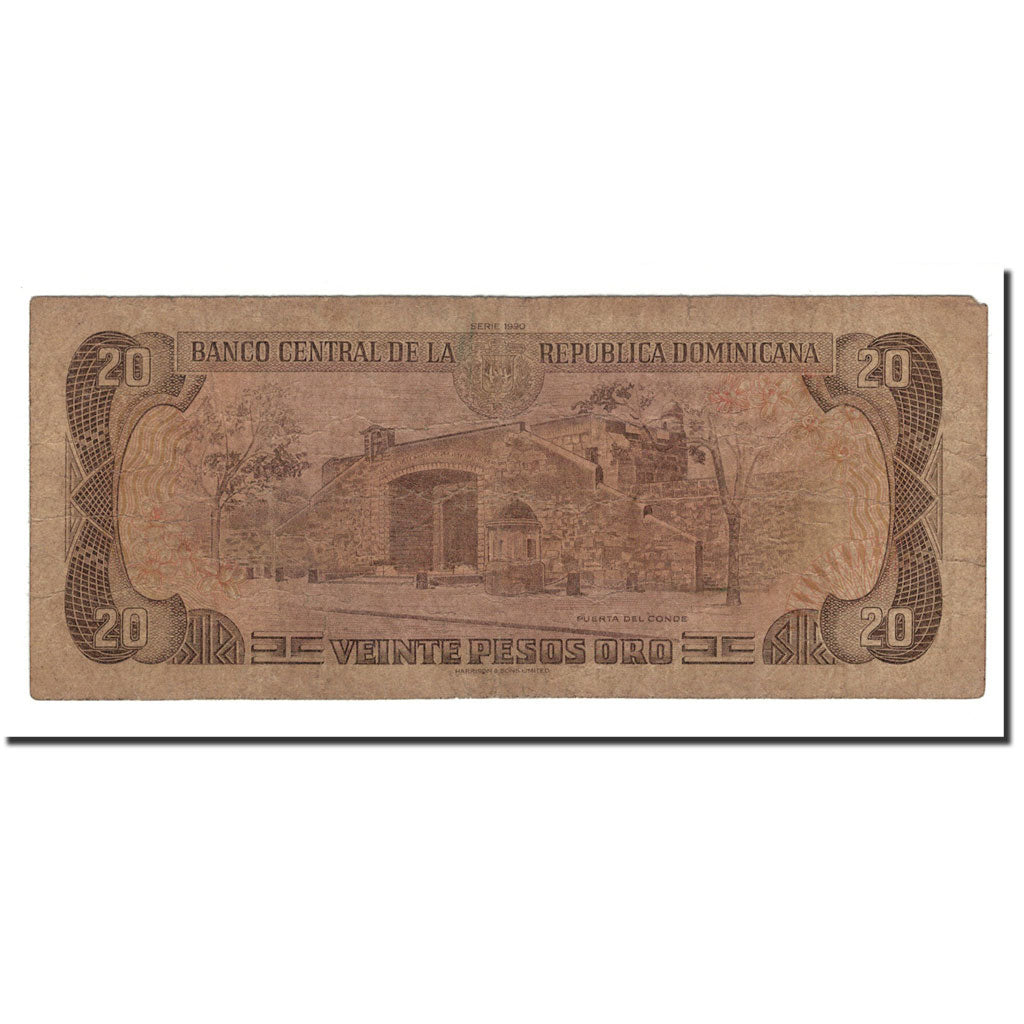 Banknote, Dominican Republic, 20 Pesos Oro, 1990, KM:133, VG(8-10)