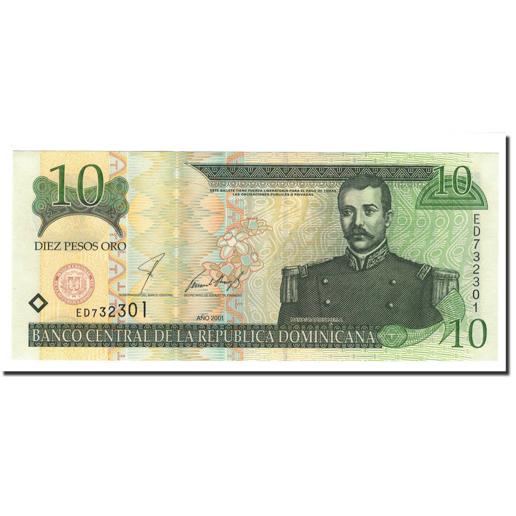 Banknote, Dominican Republic, 10 Pesos Oro, 2001, KM:165b, UNC(65-70)