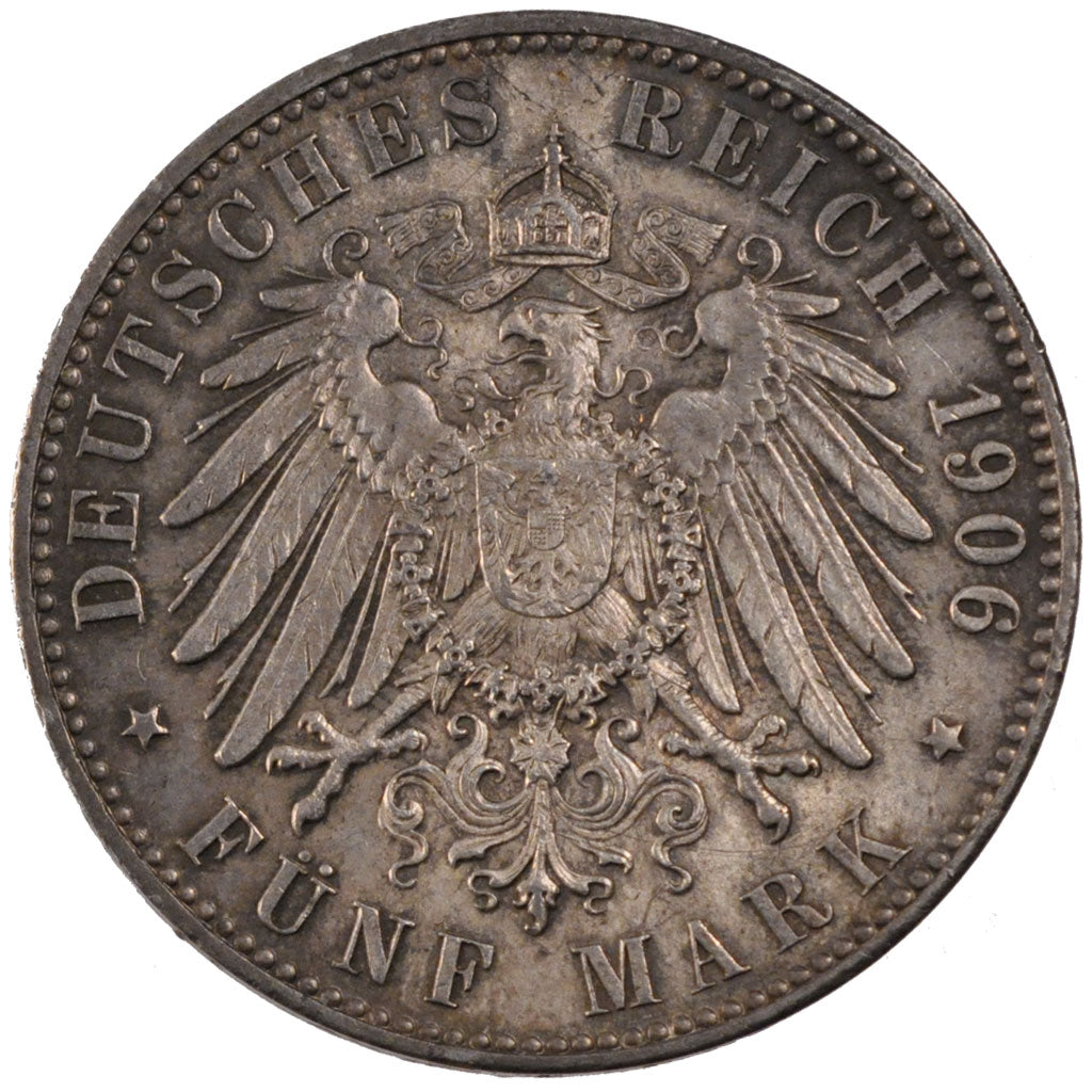 GERMAN STATES, 5 Mark, 1906, Hambourg, KM #251, graded, PCGS, , Silver, 38,...