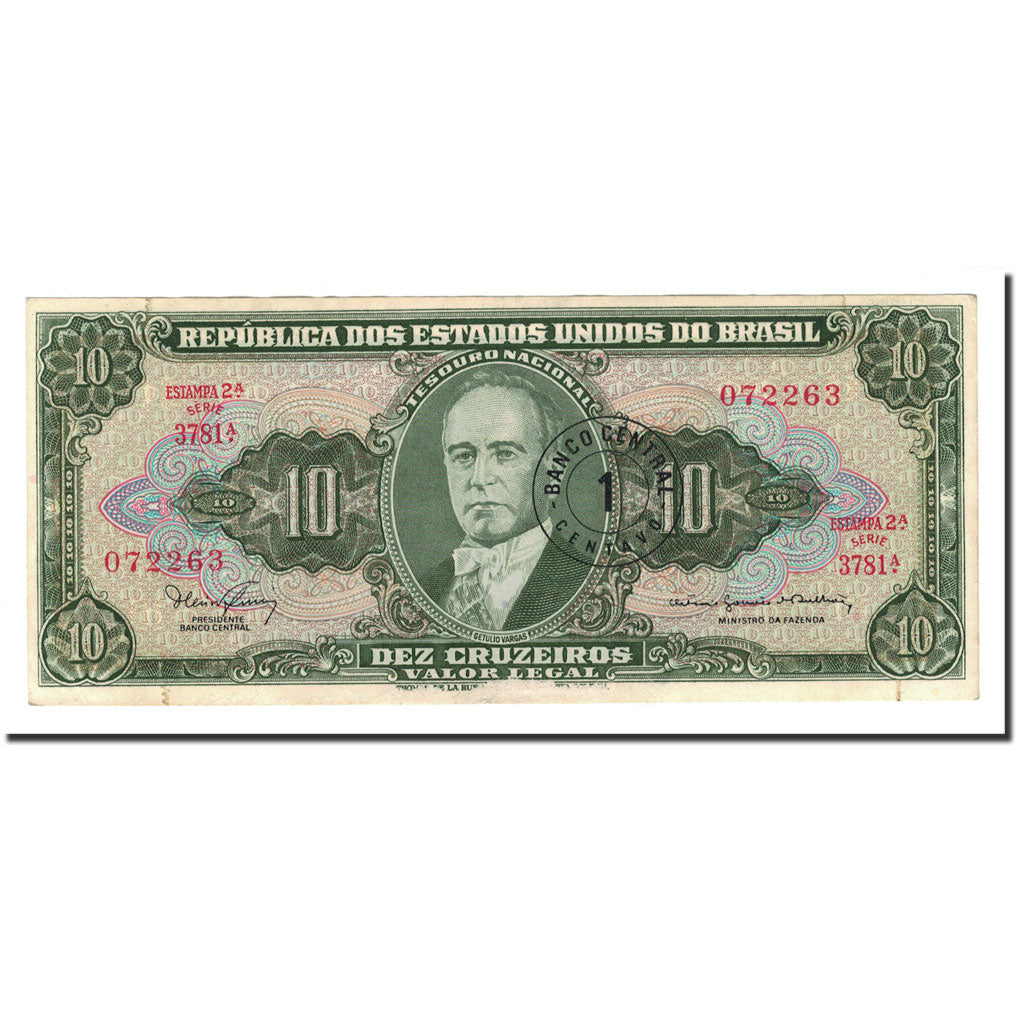 Banconote, Brasile, 1 Centavo on 10 Cruzeiros, Undated (1966-1967), KM:183b, BB