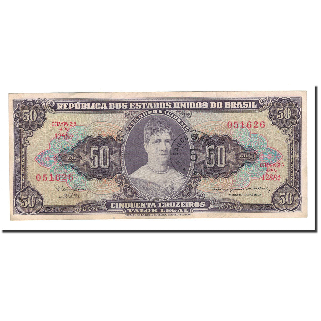 Banknote, Brazil, 5 Centavos on 50 Cruzeiros, Undated (1966-1967), KM:184a