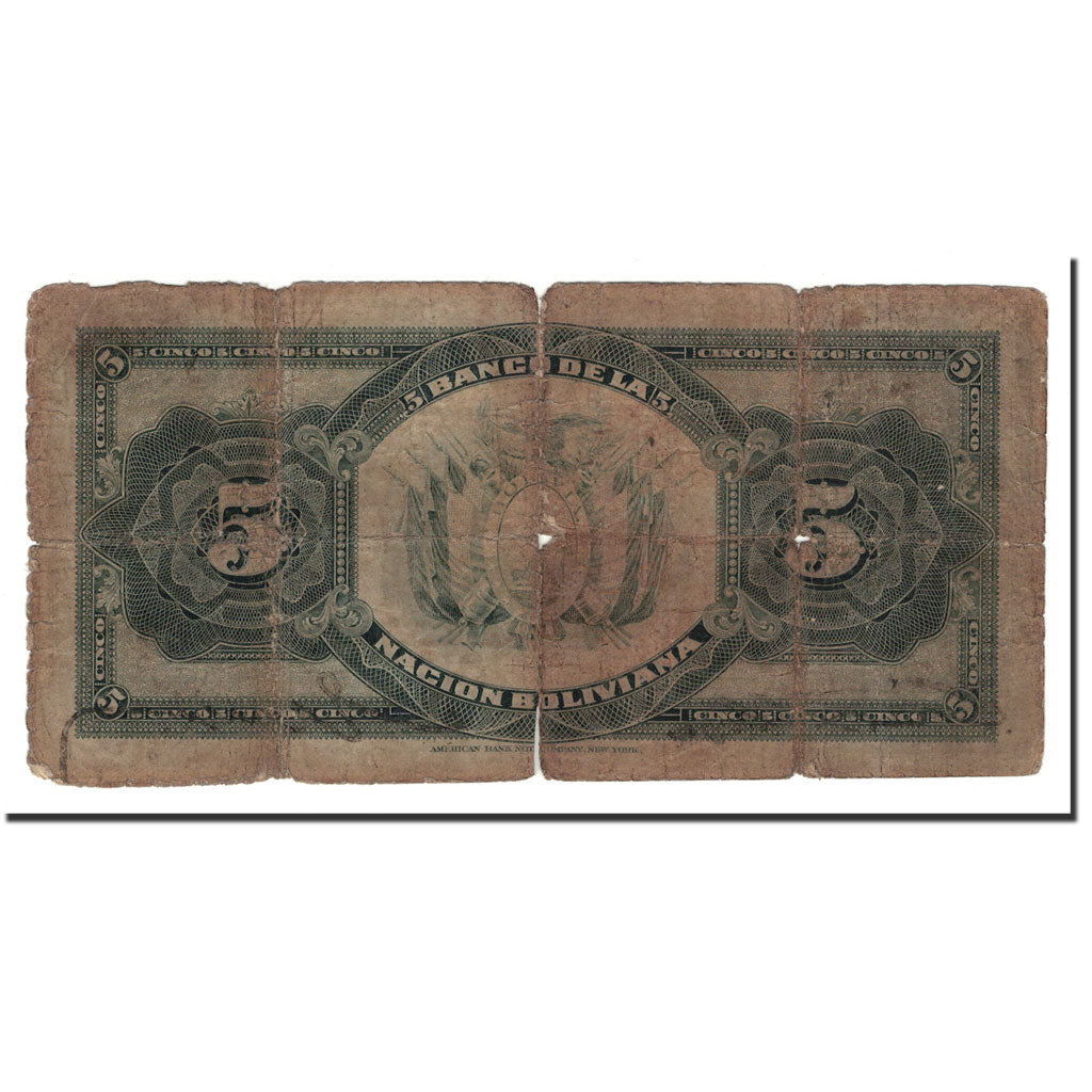 Banknote, Bolivia, 5 Bolivianos, Undated (1929), KM:113, VG(8-10)