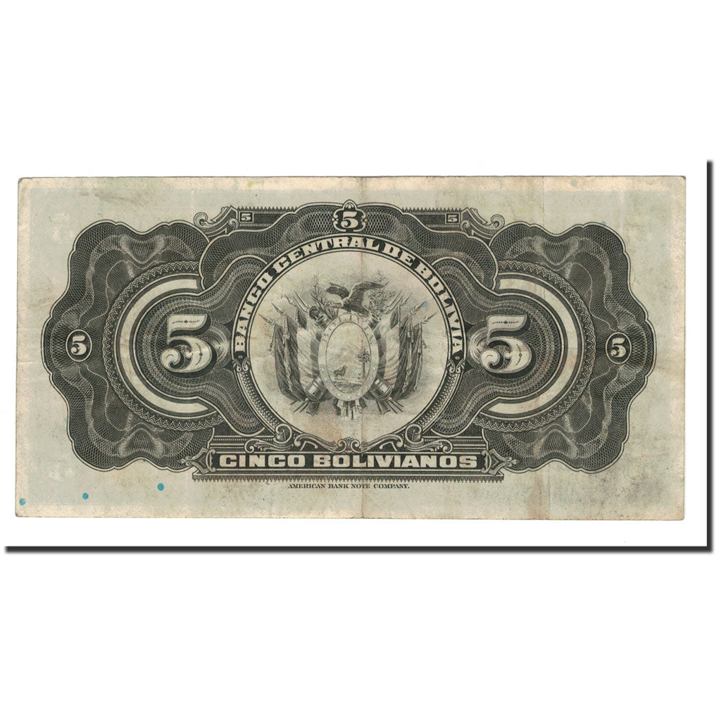 Banknote, Bolivia, 5 Bolivianos, L.1928, KM:120A, VF(20-25)