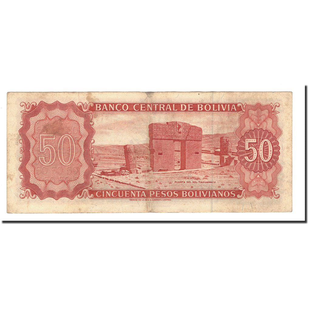 Banknote, Bolivia, 50 Pesos Bolivianos, L.1962, 1962-07-13, KM:156a, EF(40-45)