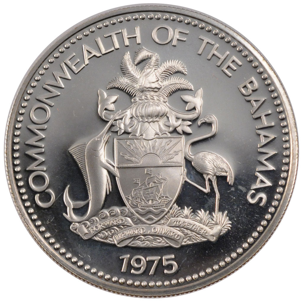 BAHAMAS, 2 Dollars, 1975, Franklin Mint, KM #66a, MS(65-70), Silver, 40, 29.80