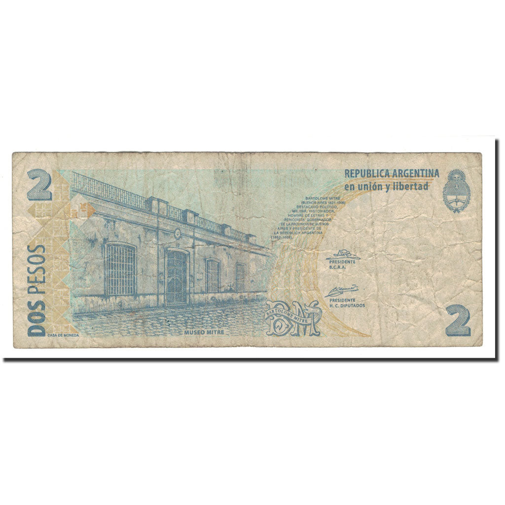 Banknote, Argentina, 2 Pesos, Undated (1997-2002), KM:346, VG(8-10)