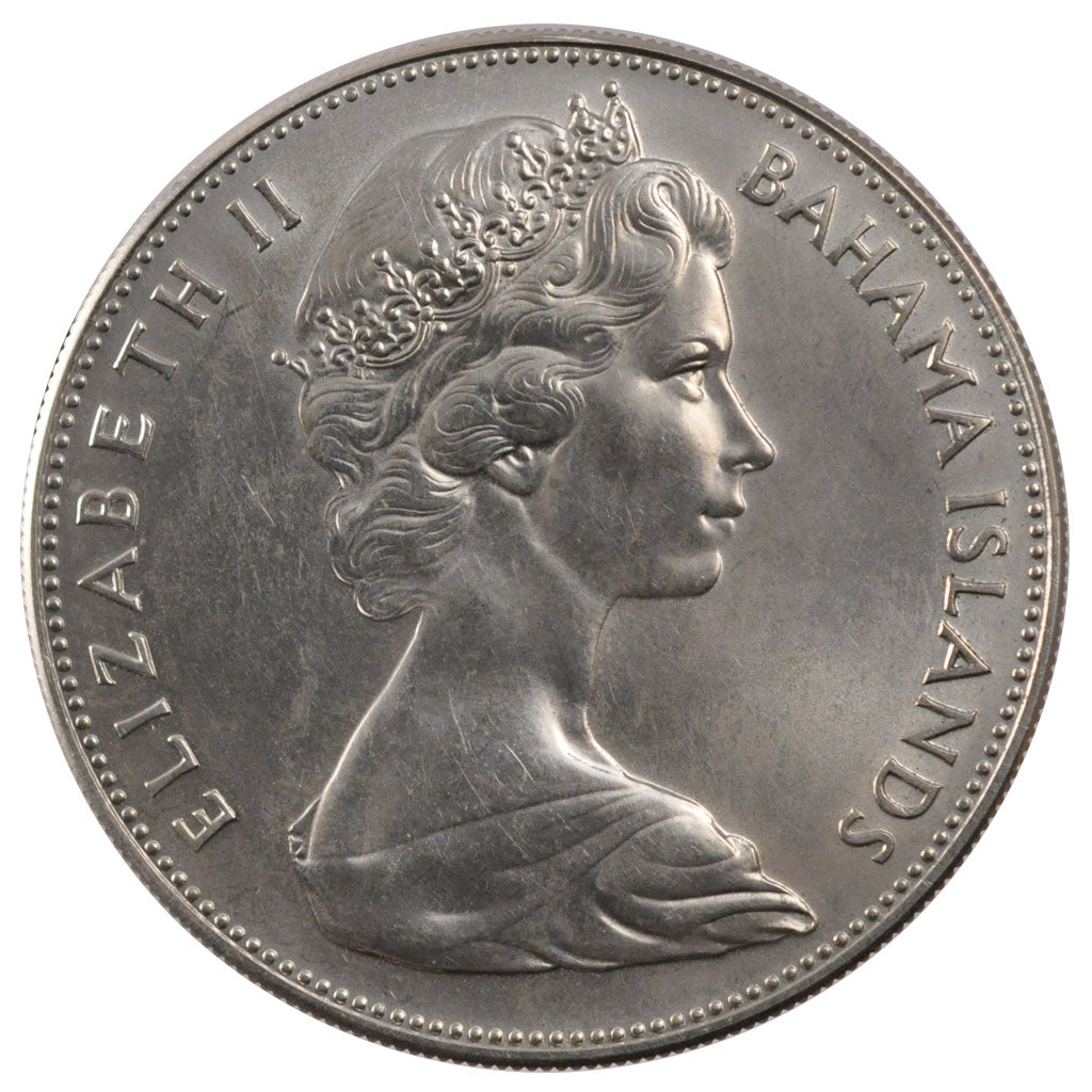 BAHAMAS, 5 Dollars, 1970, KM #10, MS(60-62), Silver, 45, 42.12
