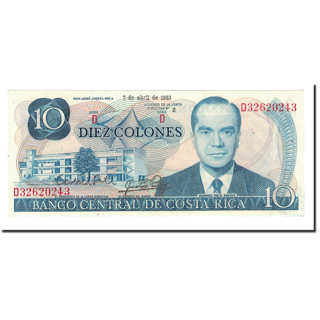 Billete, 10 Colones, 1972-87, Costa Rica, 1983-04-07, KM:237b, UNC
