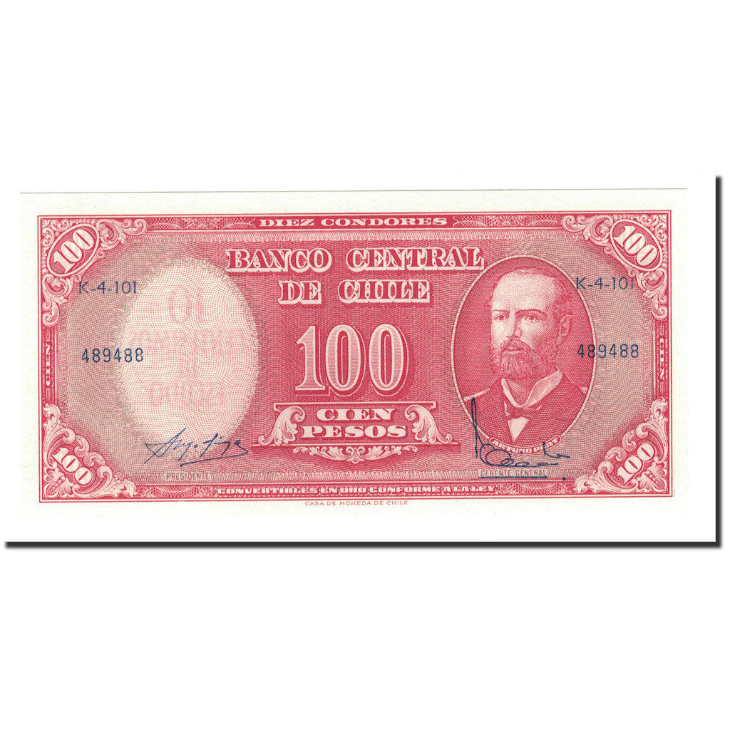 Billet, Chile, 10 Centesimos on 100 Pesos, UNDATED (1960-1961), KM:127a, NEUF