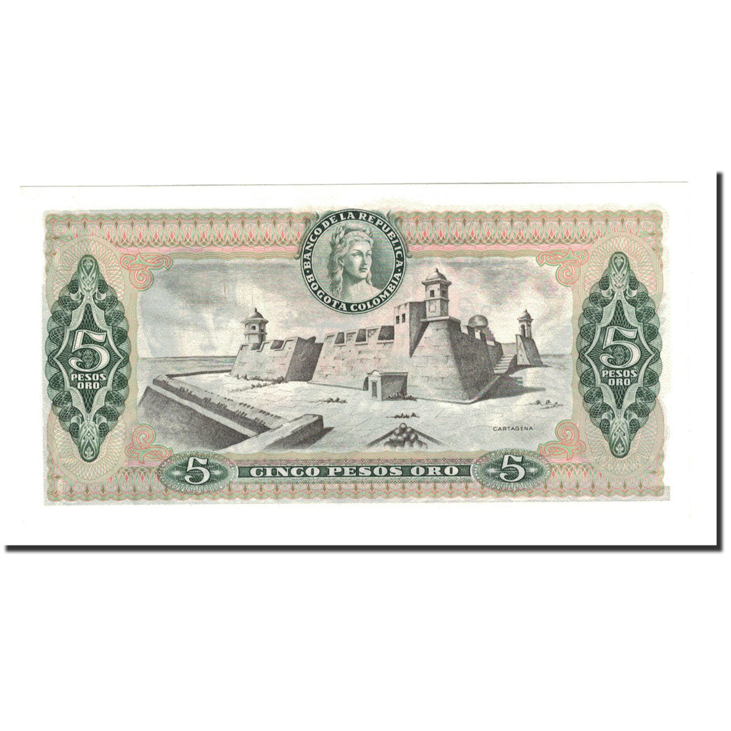 Geldschein, Kolumbien, 5 Pesos Oro, 1961-1981, 1980-01-01, KM:406f, UNZ