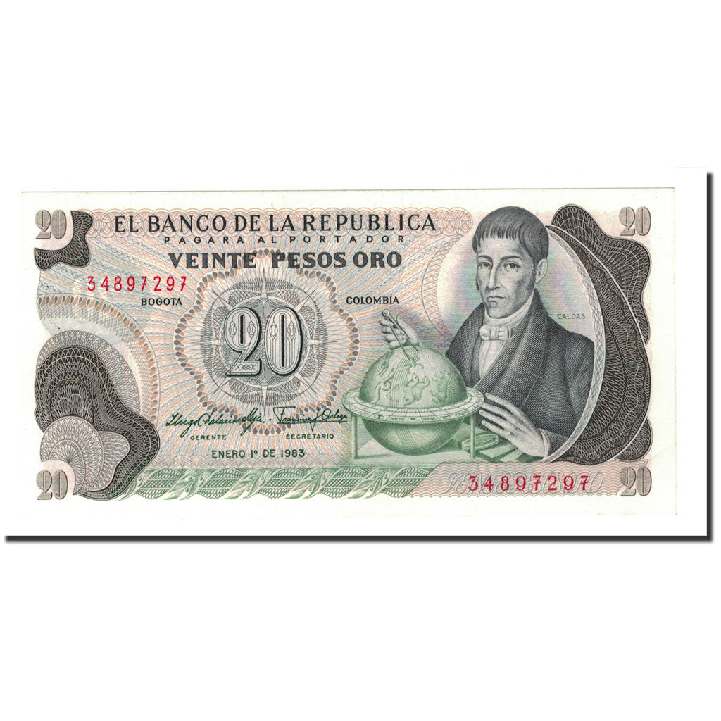 Geldschein, Kolumbien, 20 Pesos Oro, 1966-83, 1983-01-01, KM:409d, UNZ