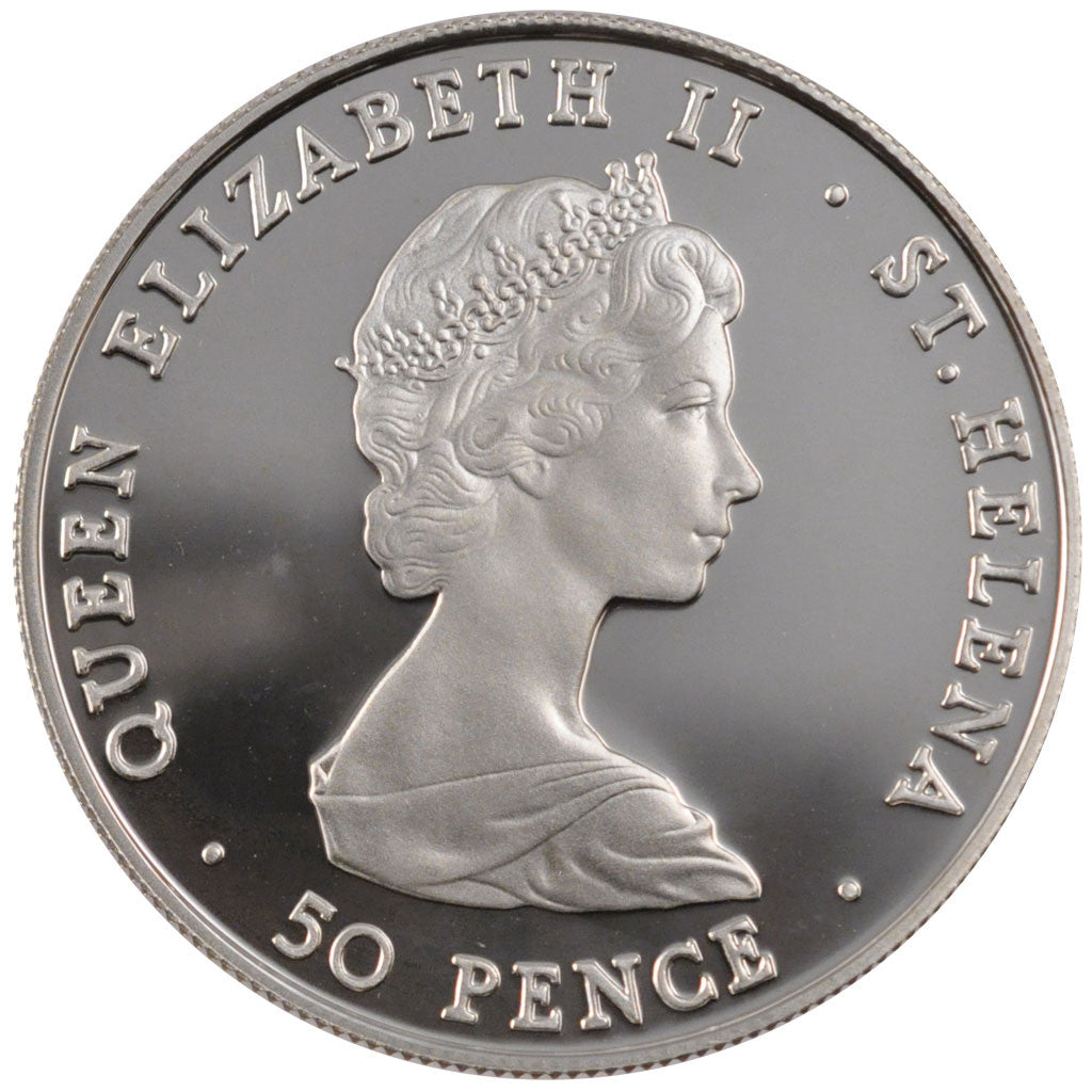 Coin, Saint Helena, Elizabeth II, 50 Pence, 1984, VG(8-10), Silver, KM:13a