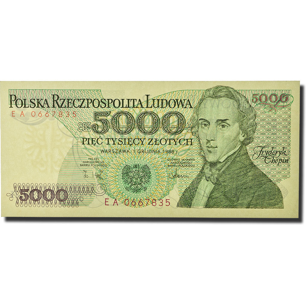 Banknote, Poland, 5000 Zlotych, 1982-1988, 1988-12-01, KM:150c, UNC(65-70)