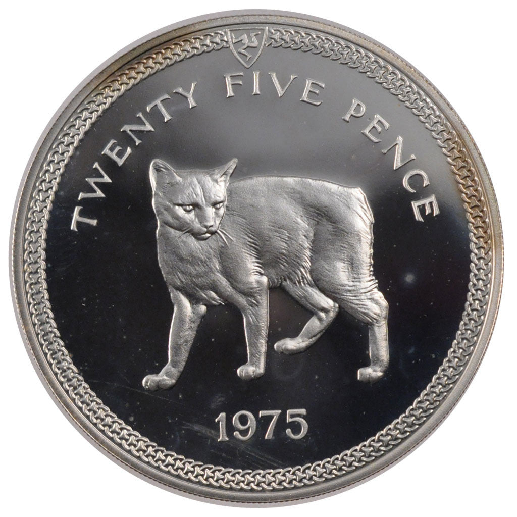 Coin, Isle of Man, Elizabeth II, 25 Pence, 1975, Pobjoy Mint, MS(65-70), Silver
