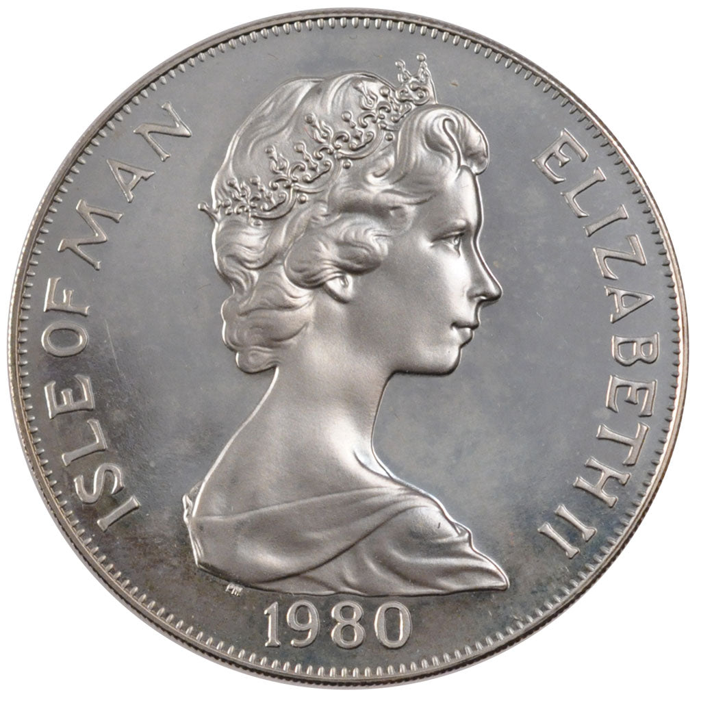 ISLE OF MAN, Crown, 1980, Pobjoy Mint, KM #65a, MS(65-70), Silver, 38.5, 28.28