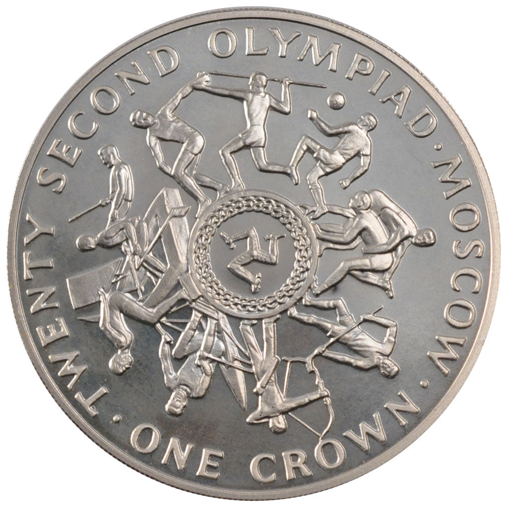ISLE OF MAN, Crown, 1980, Pobjoy Mint, KM #65a, MS(65-70), Silver, 38.5, 28.28