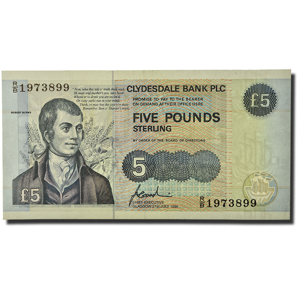 Banknote, Scotland, 5 Pounds, 1982-1989, 1996-07-21, KM:212d, UNC(65-70)