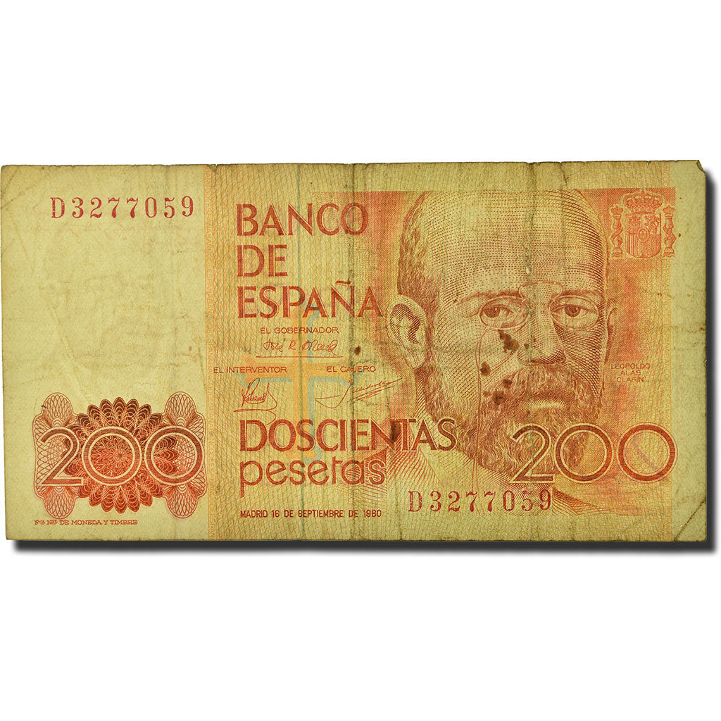 Banknote, Spain, 200 Pesetas, 1984, 1980-09-16, KM:156, VG(8-10)