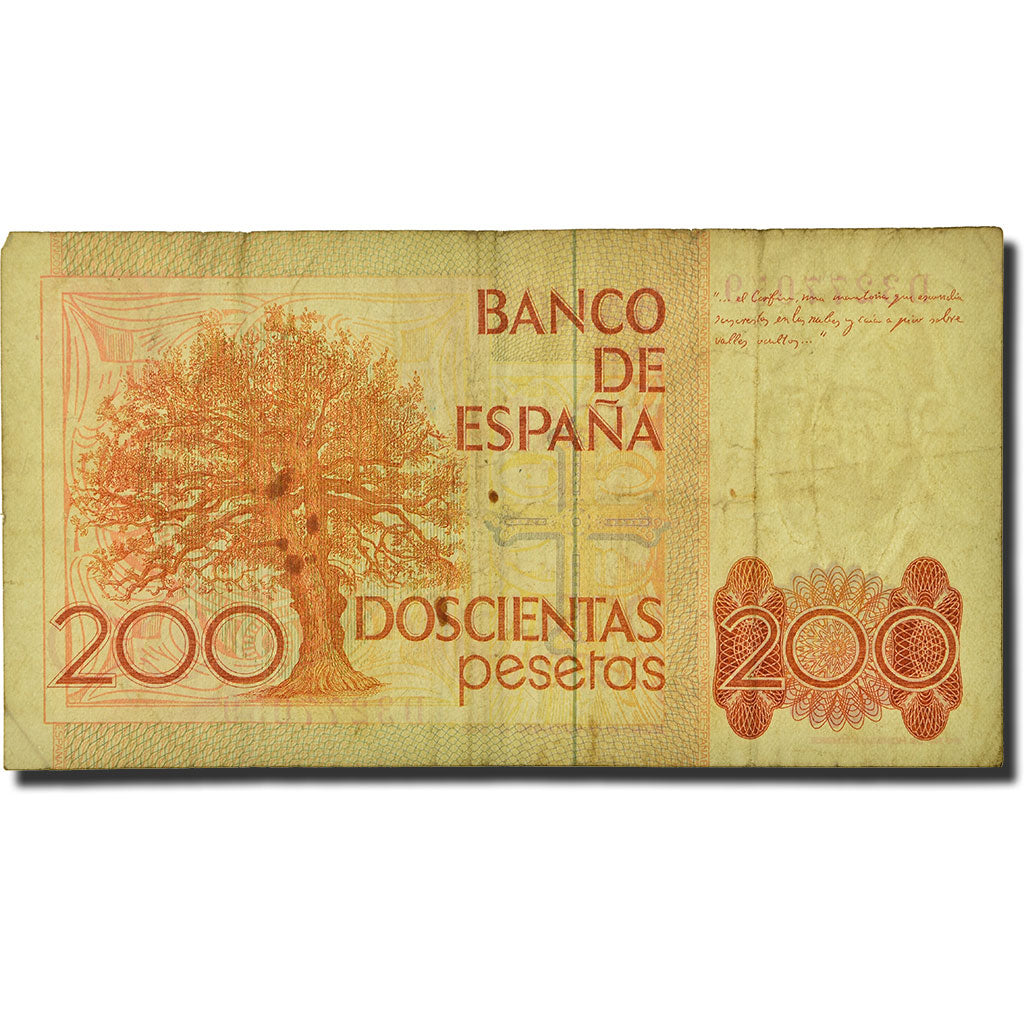 Banknote, Spain, 200 Pesetas, 1984, 1980-09-16, KM:156, VG(8-10)