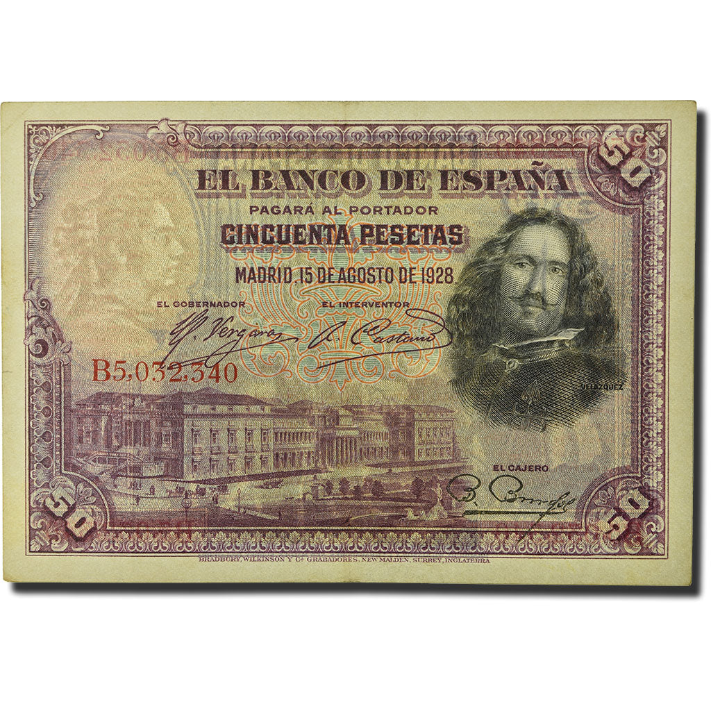 Banknote, Spain, 50 Pesetas, 1928, 1928-08-15, KM:75a, EF(40-45)