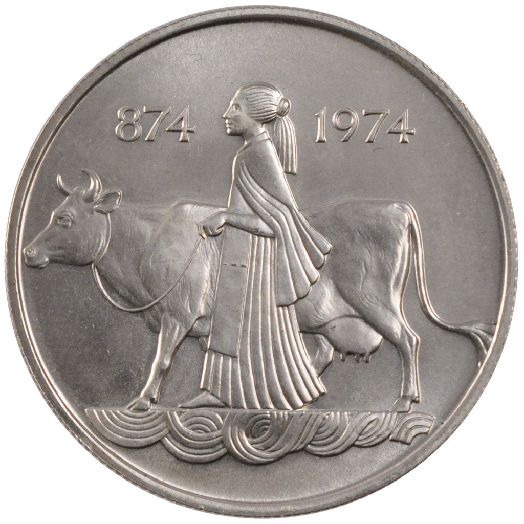 ICELAND, 500 Kronur, 1974, KM #20, MS(60-62), Silver, 20.00