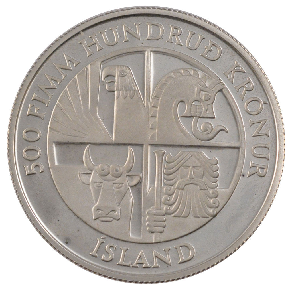 Coin, Iceland, 500 Kronur, 1974, MS(65-70), Silver, KM:20