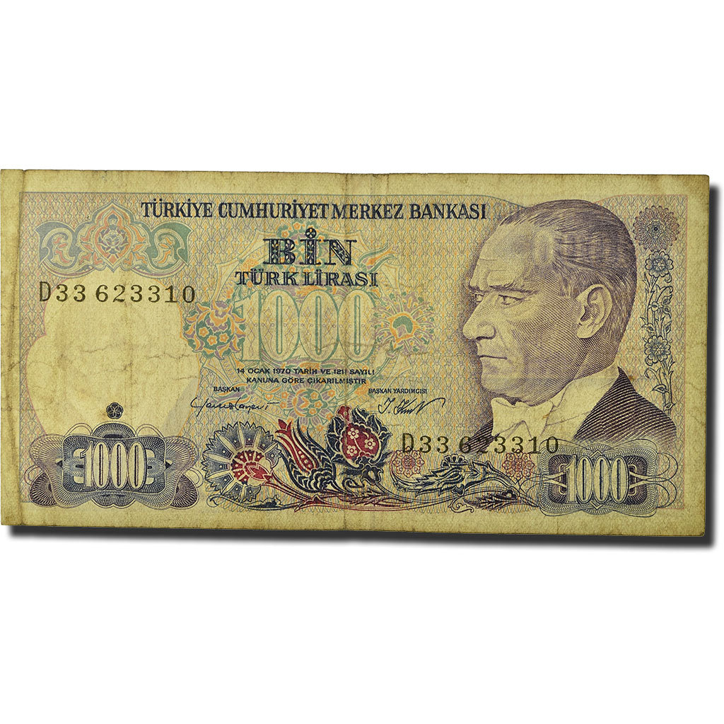 Billet, Turquie, 1000 Lira, L.1970, 1986, KM:196, B