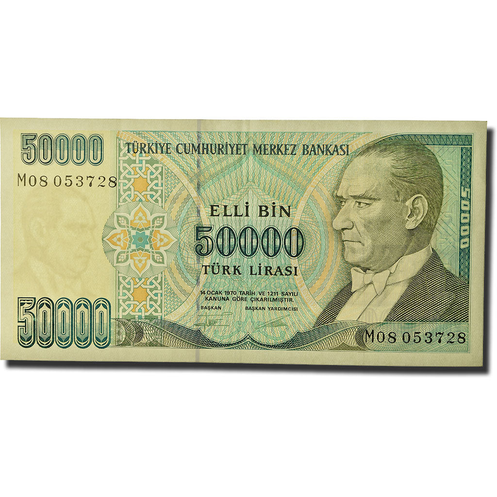 Billete, 50,000 Lira, L.1970, Turquía, 1989, KM:203a, EBC