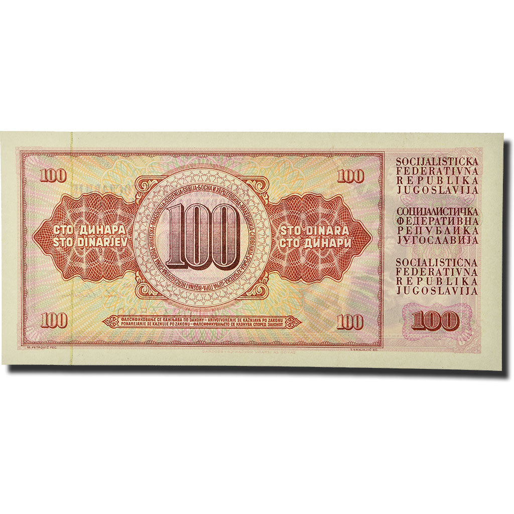 Biljet, Joegoslaviëe, 100 Dinara, 1965, 1965-08-01, KM:80c, SPL