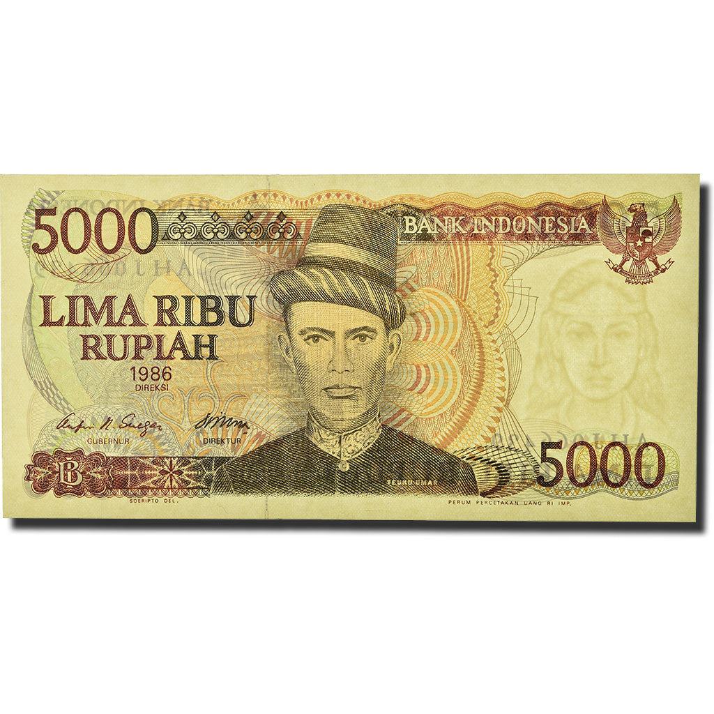 Banknote, Indonesia, 5000 Rupiah, 1986, KM:125a, AU(50-53)