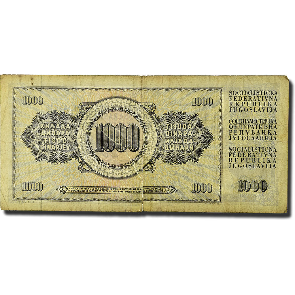 Biljet, Joegoslaviëe, 1000 Dinara, 1981, 1981-11-04, KM:92d, B+