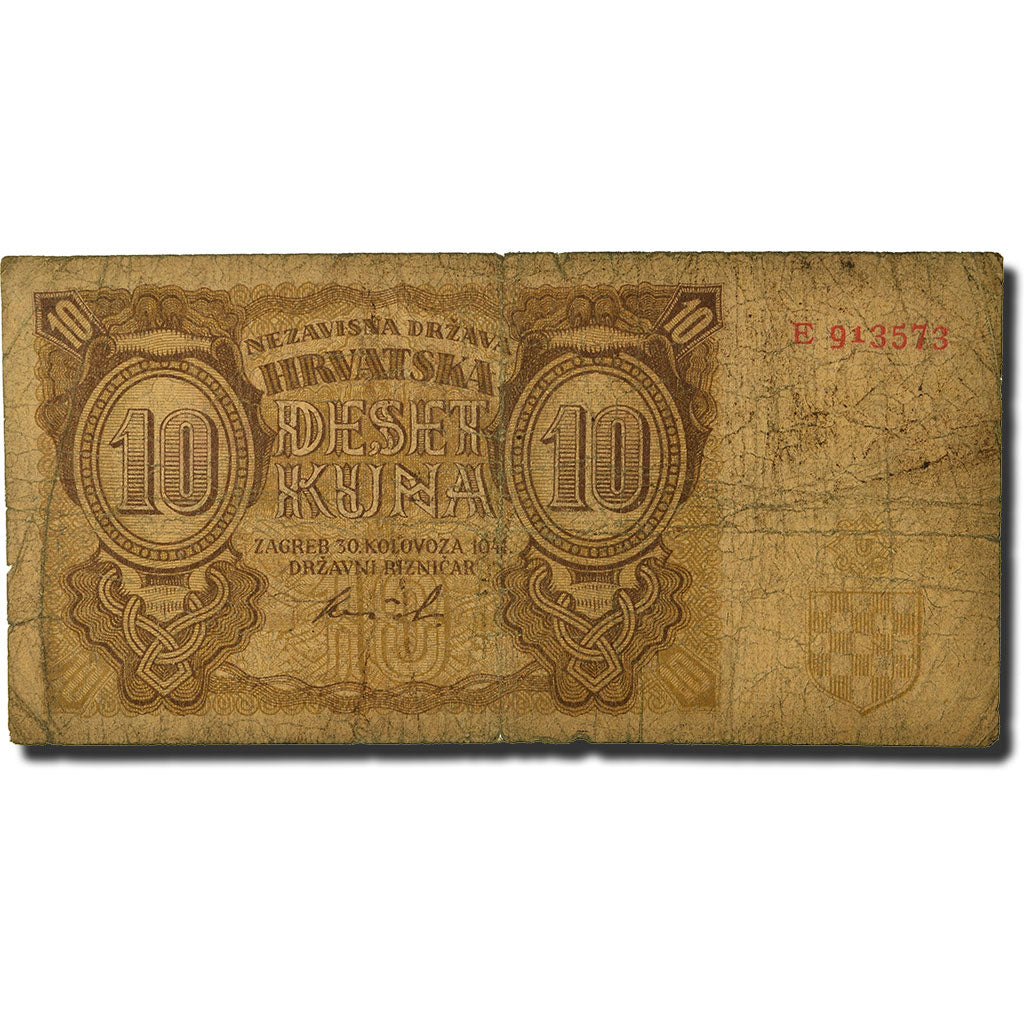 Billet, Croatie, 10 Kuna, 1941, 1941-08-30, KM:5a, B