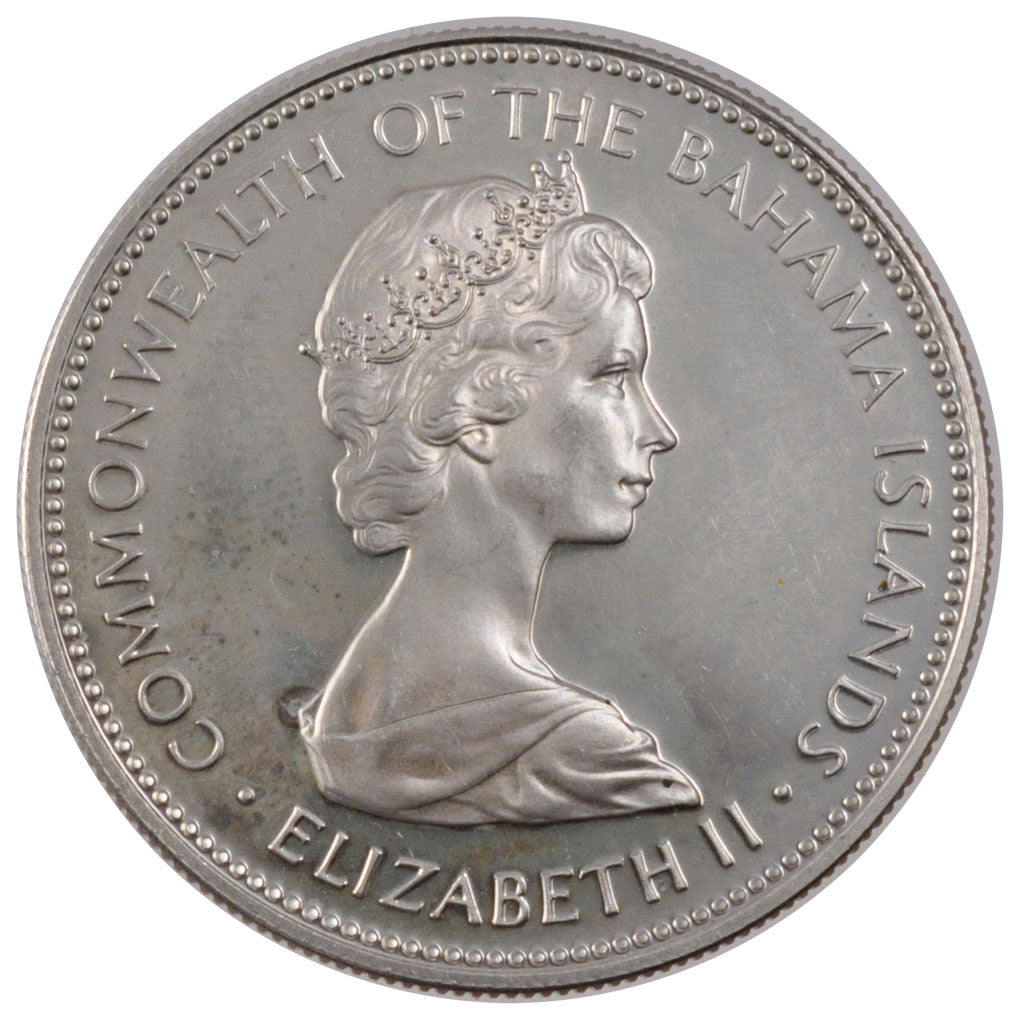 BAHAMAS, Dollar, 1973, Franklin Mint, KM #22, MS(60-62), Silver, 34, 18.14