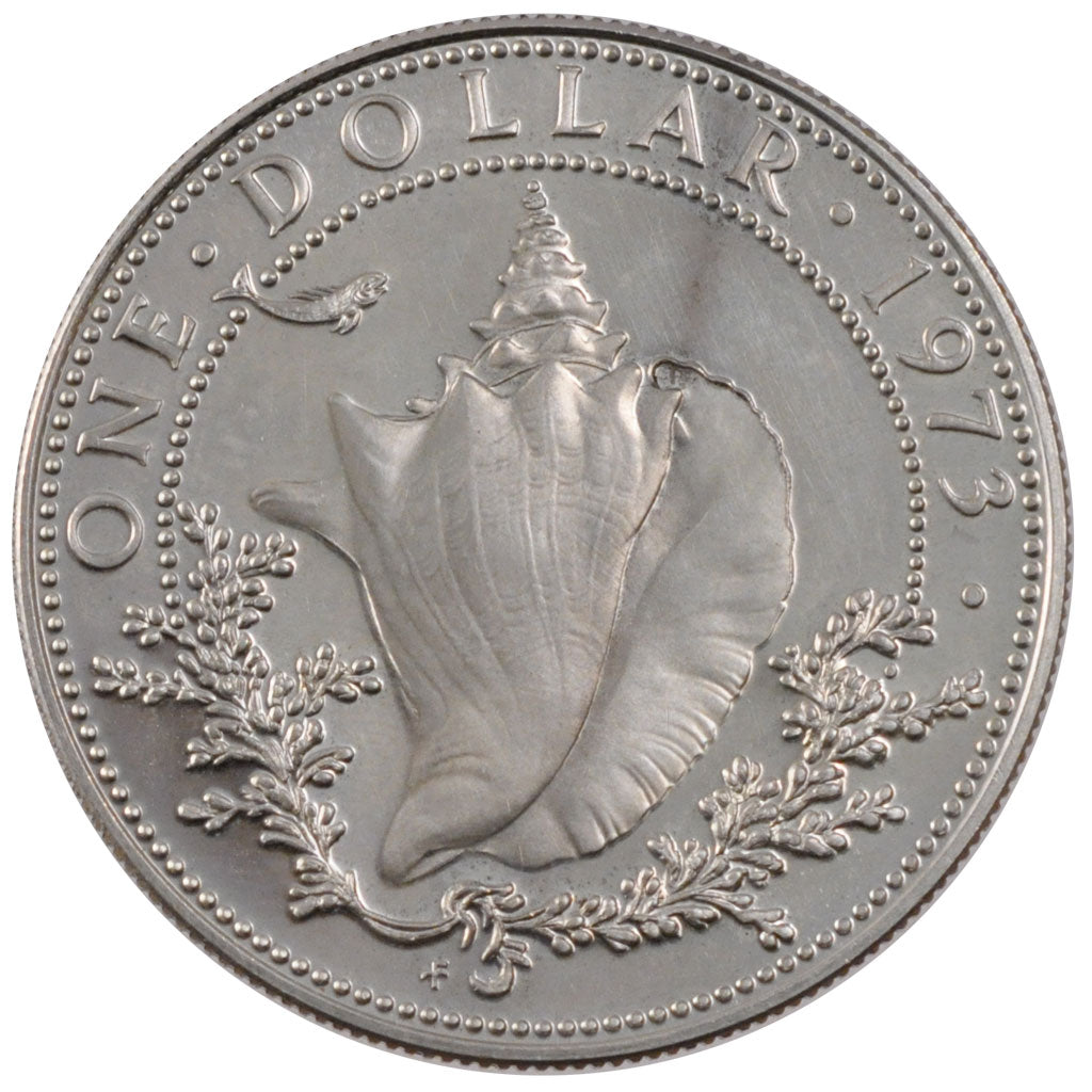 BAHAMAS, Dollar, 1973, Franklin Mint, KM #22, MS(60-62), Silver, 34, 18.14