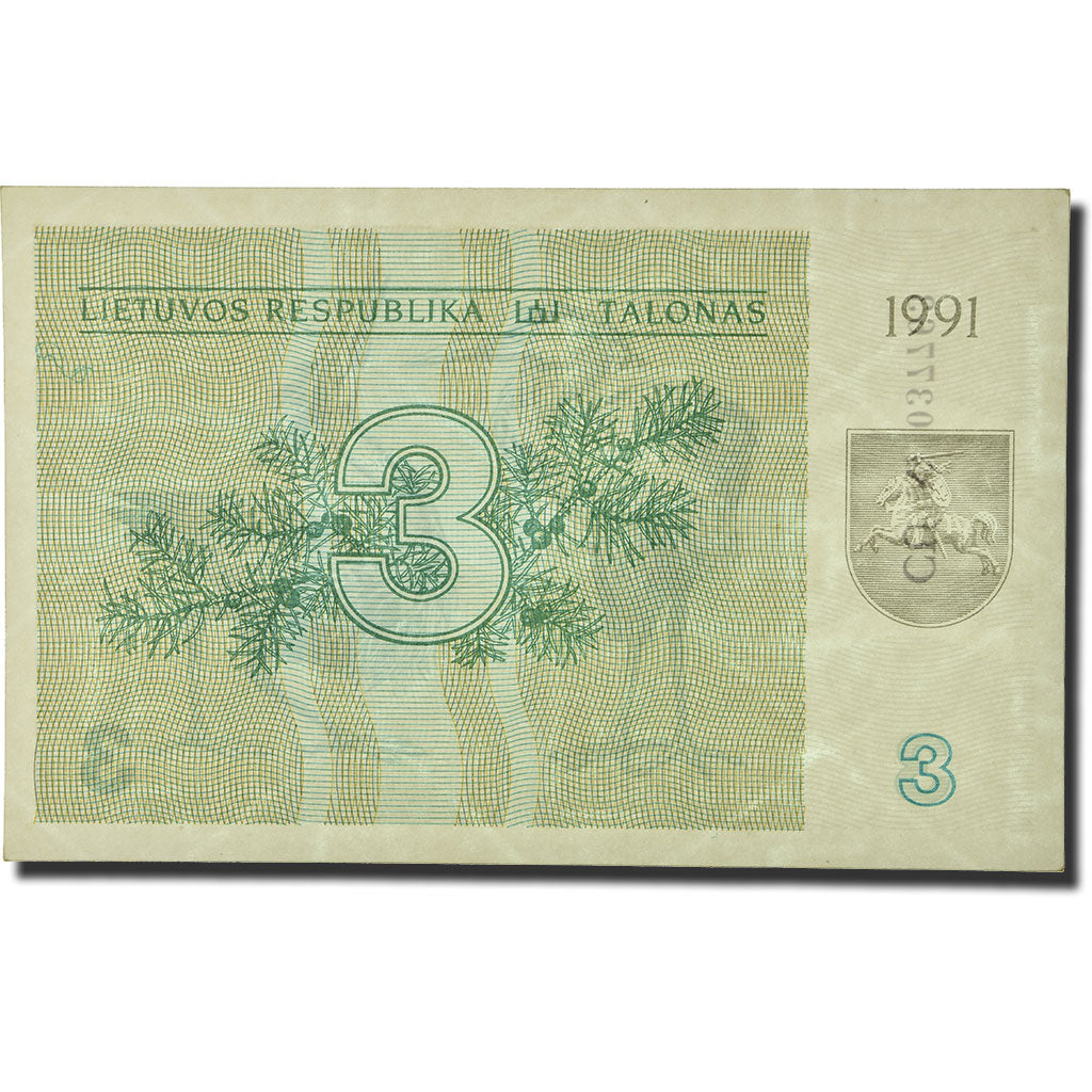 Geldschein, Lithuania, 3 (Talonas), 1991, KM:33a, UNZ-