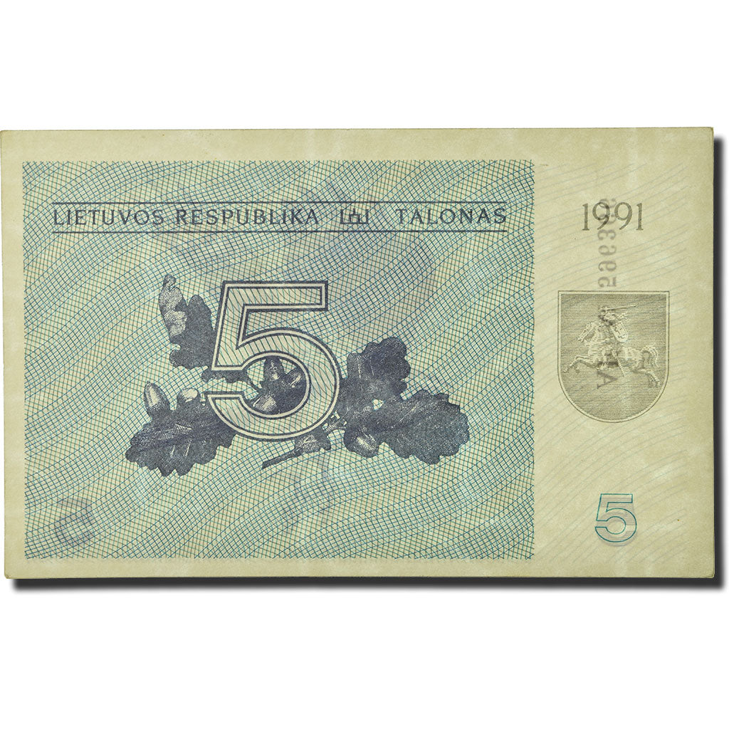 Banknote, Lithuania, 5 (Talonas), 1991, KM:34a, UNC(63)