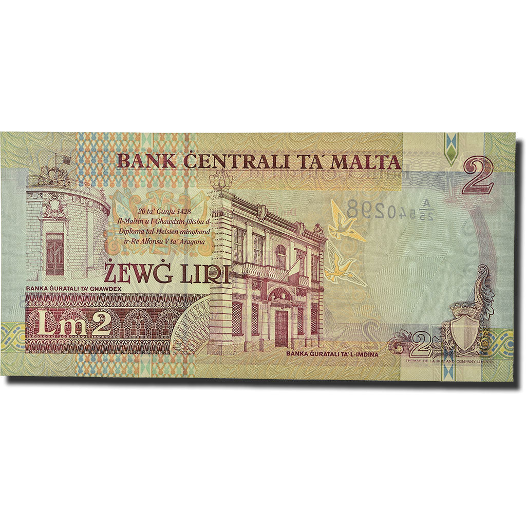 Banknote, Malta, 2 Liri, L.1967 (1989), KM:41, UNC(65-70)