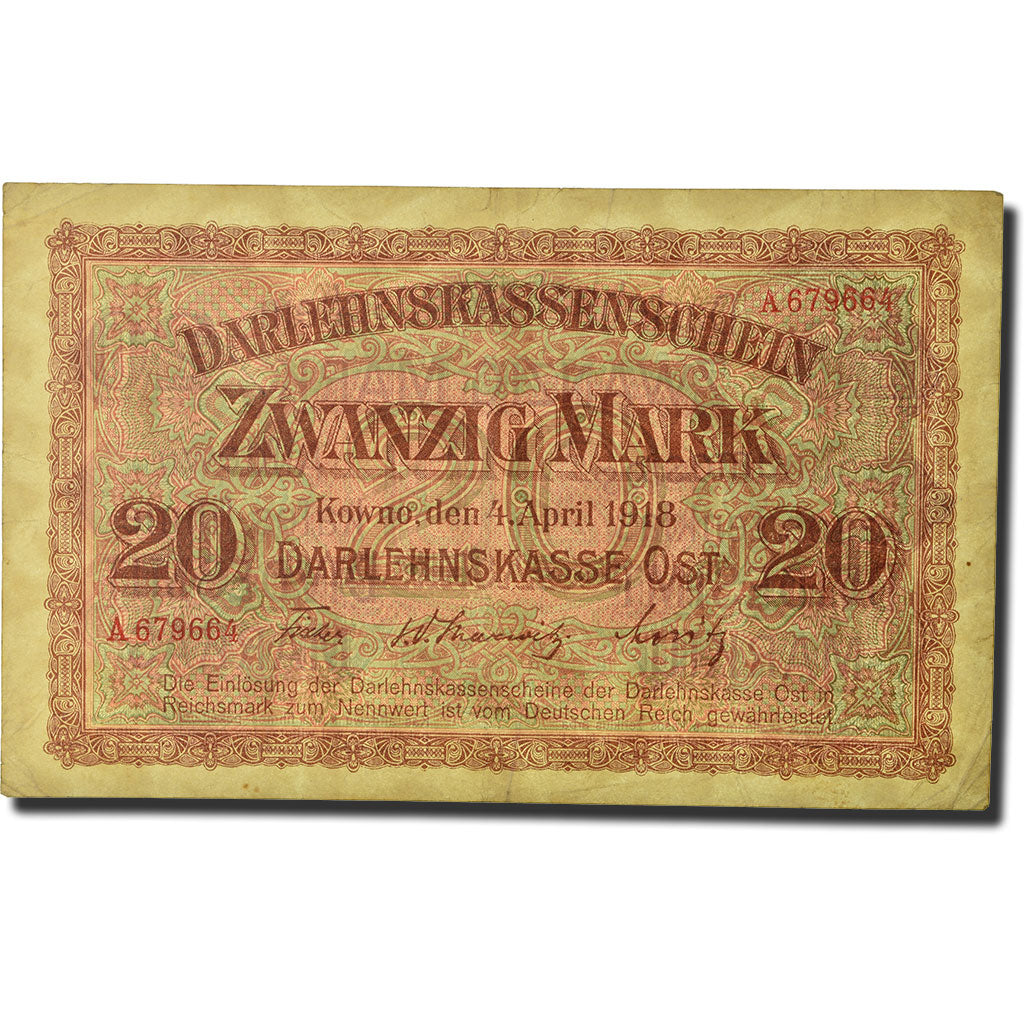 Banknote, Germany, 20 Mark, 1918, 1918-04-04, KM:R131, VF(20-25)