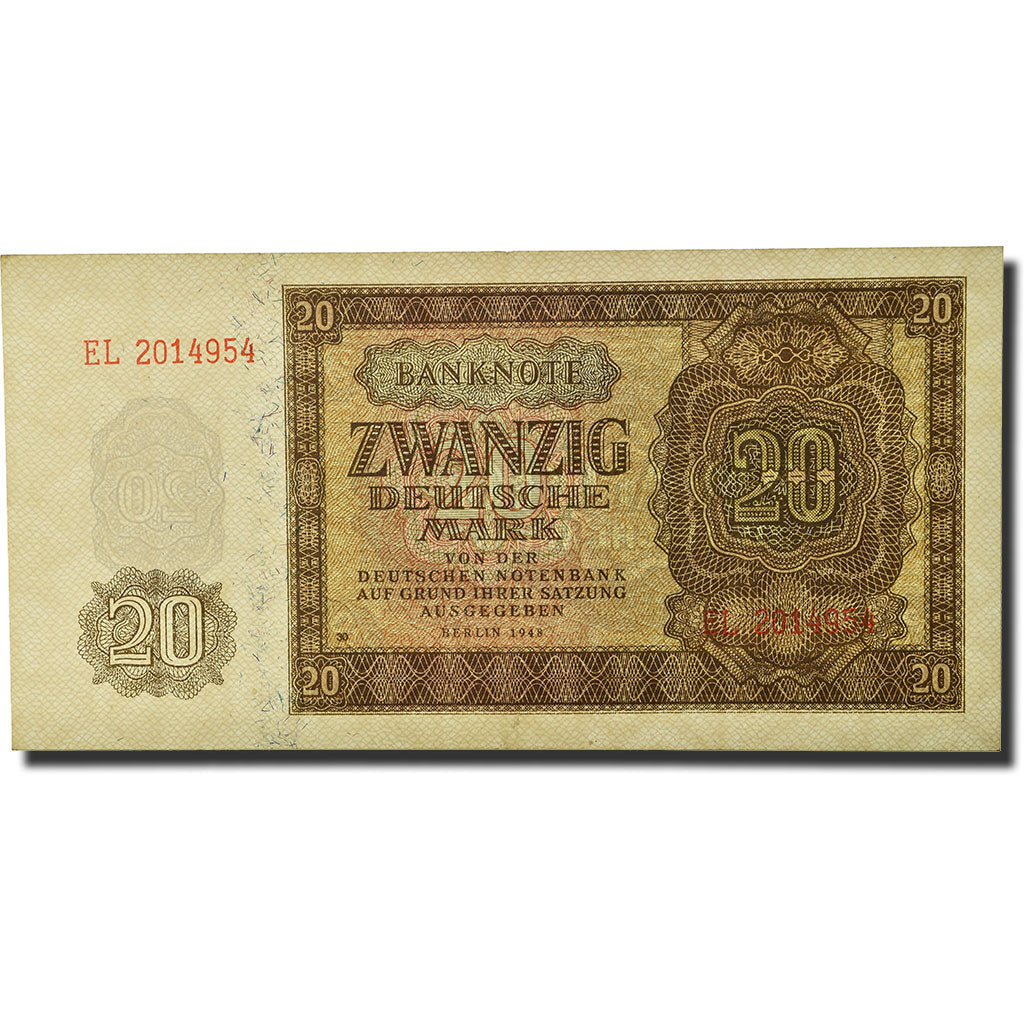 Banknot, Niemcy - NRD, 20 Deutsche Mark, 1948, KM:13b, AU(55-58)