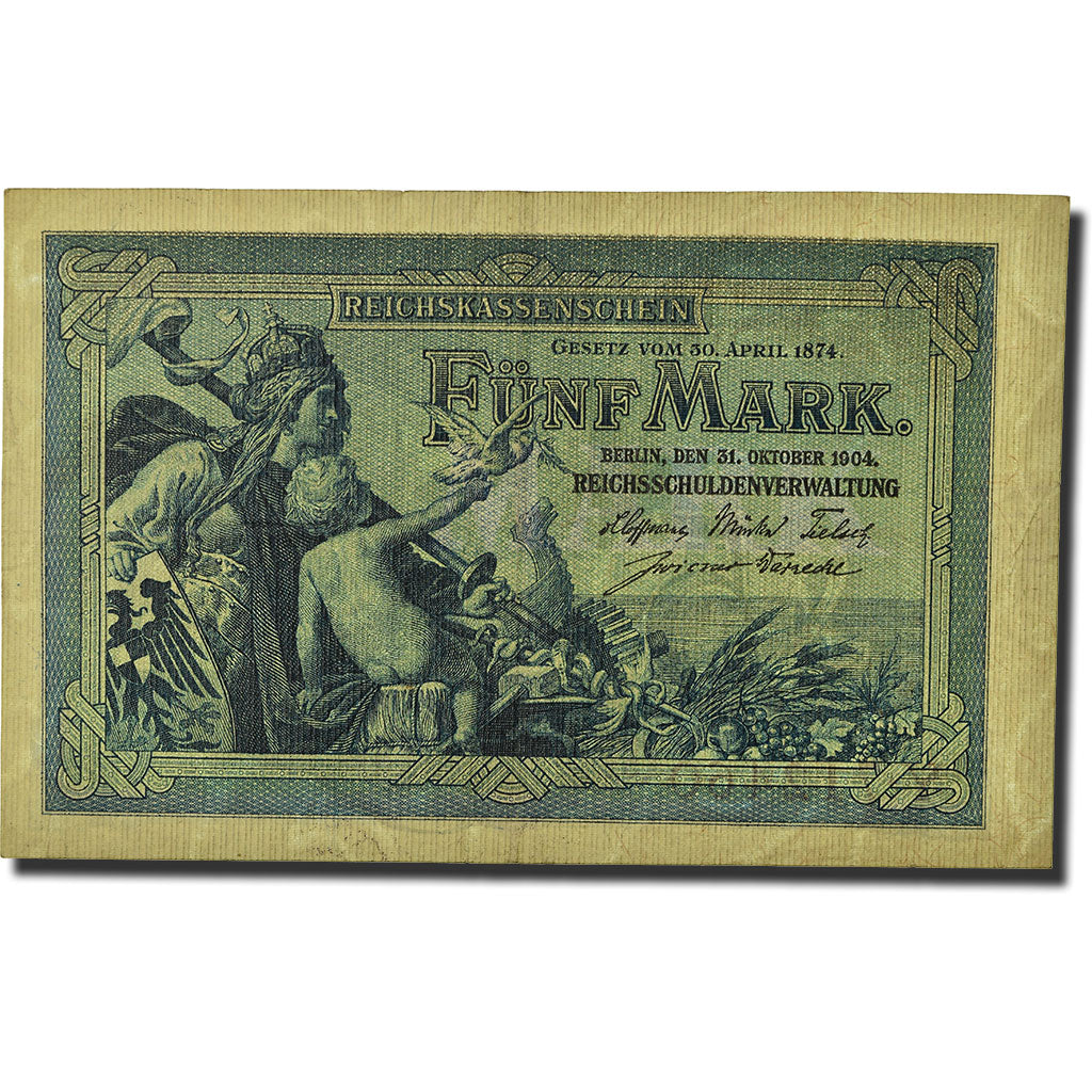 Billete, 5 Mark, 1904, Alemania, 1904-10-31, KM:8a, BC+