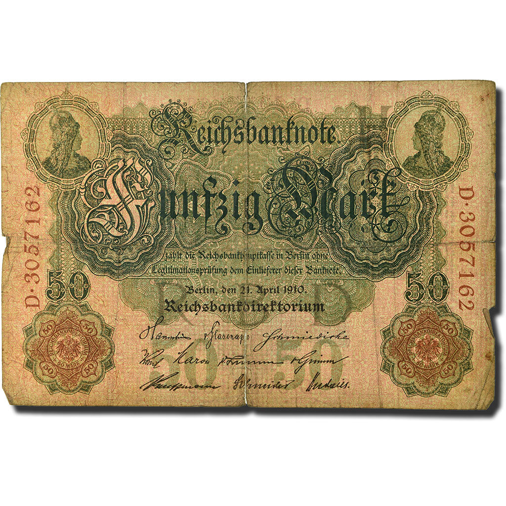 Banknote, Germany, 50 Mark, 1910, 1910-04-21, KM:41, F(12-15)