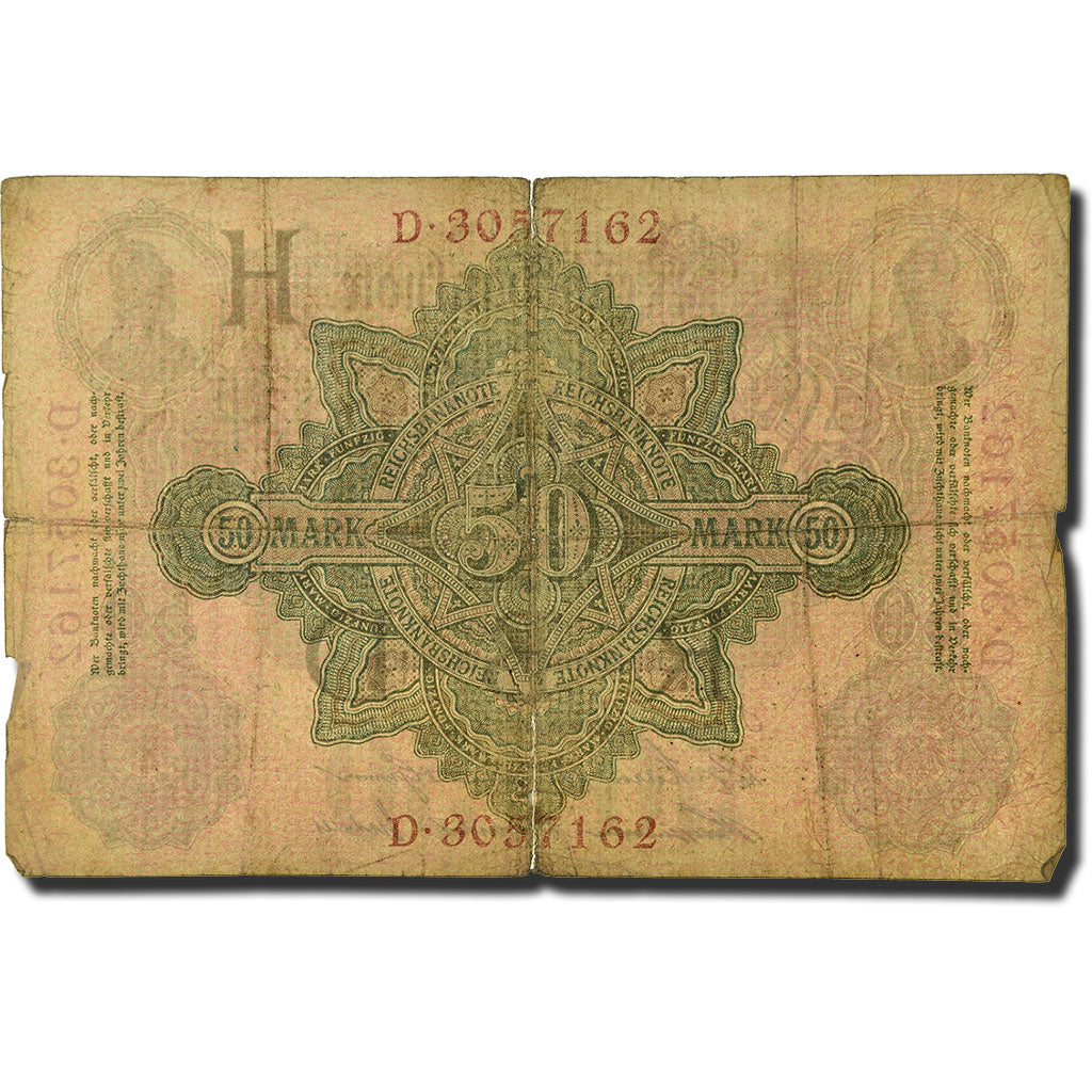Banknote, Germany, 50 Mark, 1910, 1910-04-21, KM:41, F(12-15)