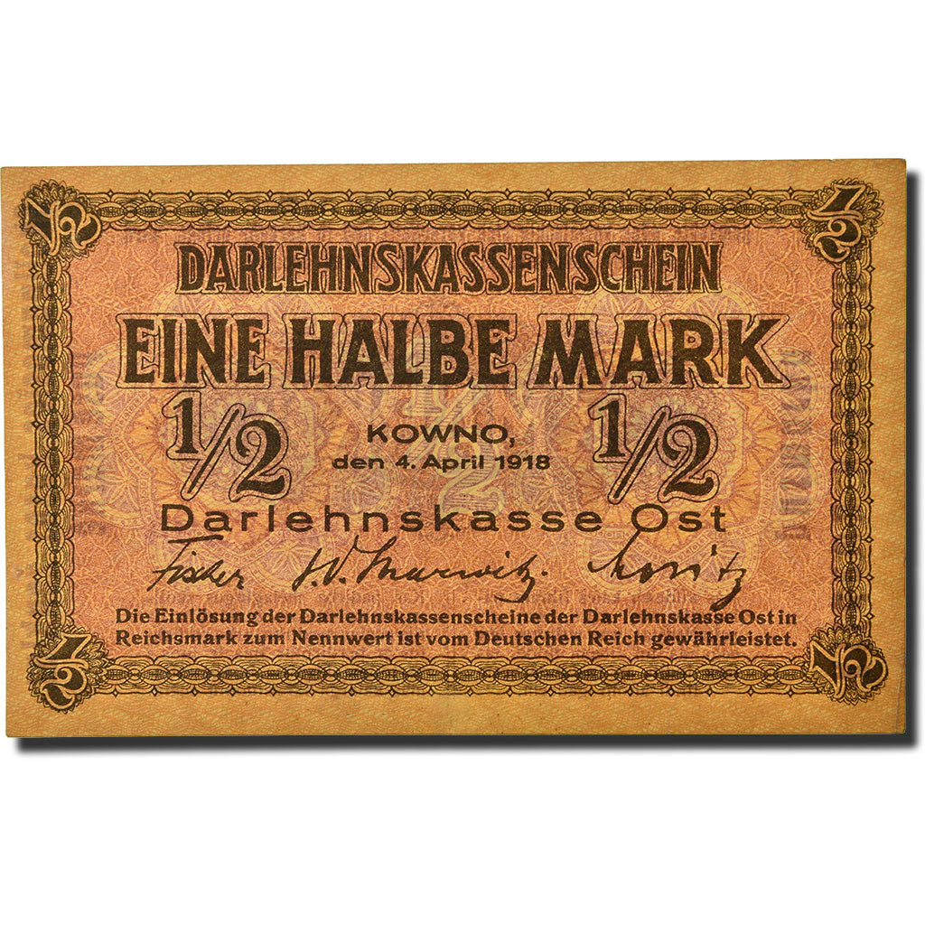Banknote, Germany, 1/2 Mark, 1918, 1918-04-04, KM:R127, UNC(60-62)