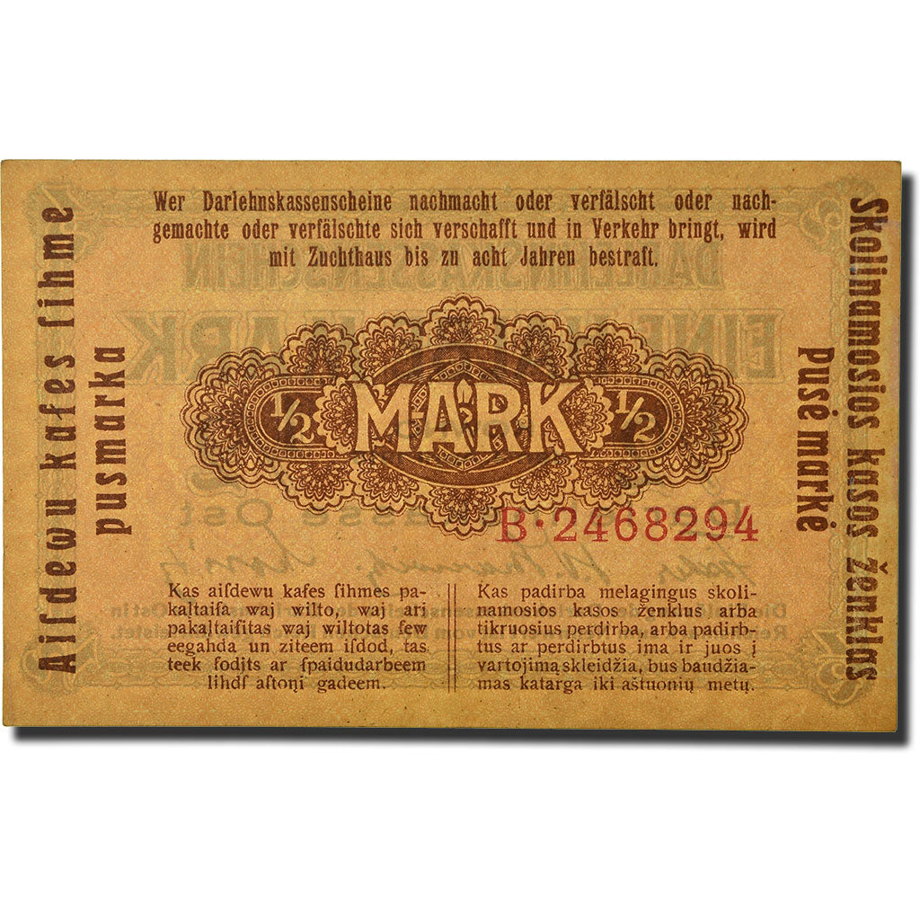 Banknote, Germany, 1/2 Mark, 1918, 1918-04-04, KM:R127, UNC(60-62)