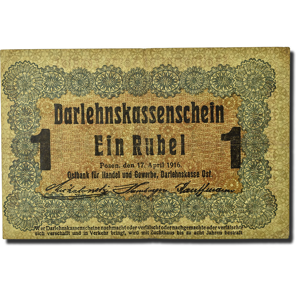 Banknote, Germany, 1 Rubel, 1916, 1916-04-17, KM:R122a, VF(20-25)