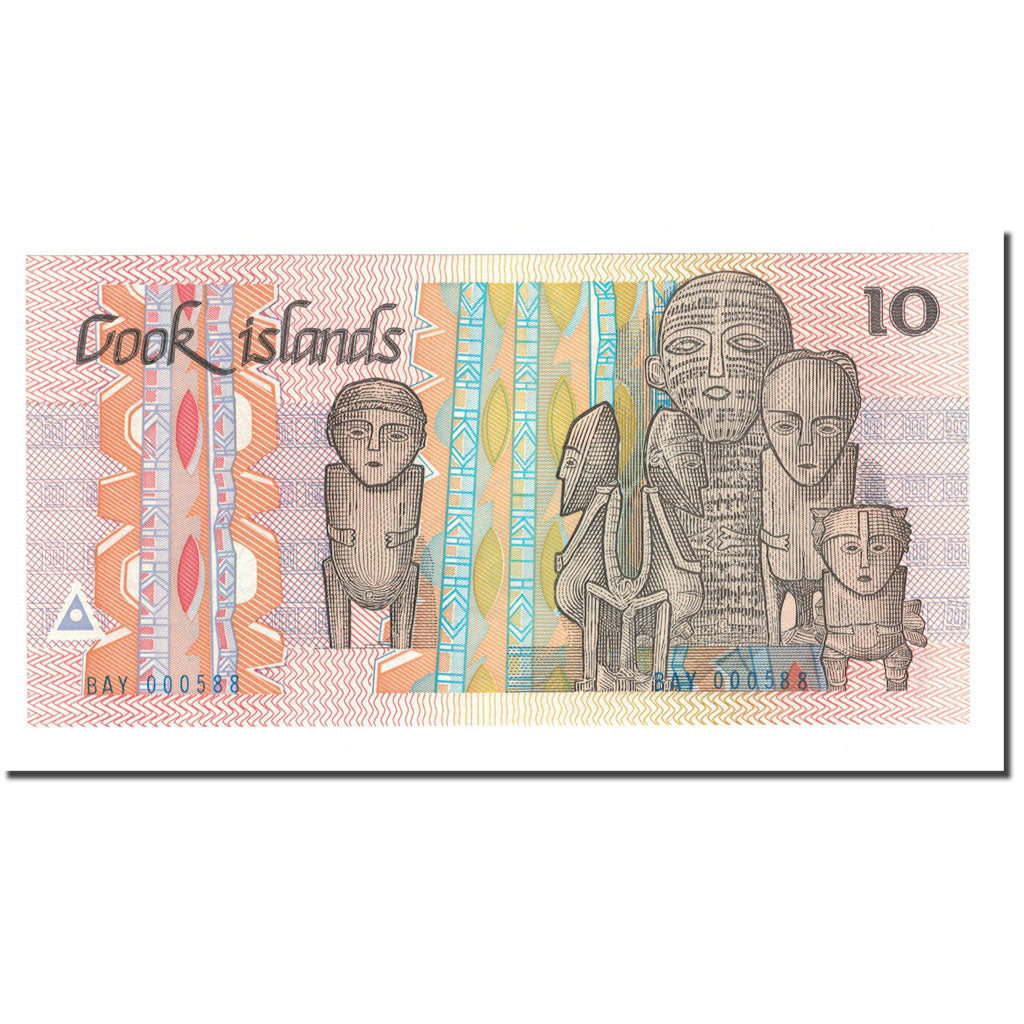 Geldschein, Cookinseln, 10 Dollars, 1987, KM:4a, UNZ