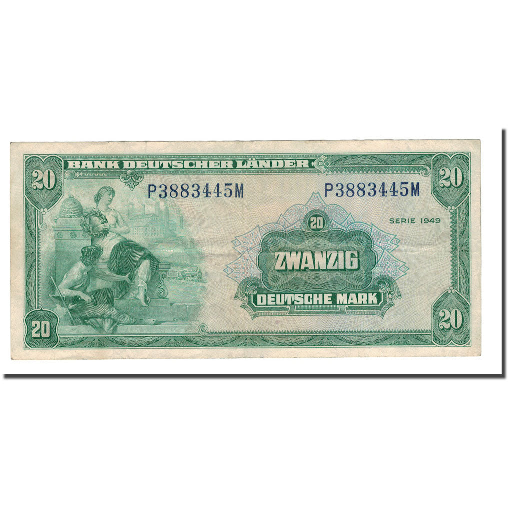Banknote, GERMANY - FEDERAL REPUBLIC, 20 Deutsche Mark, 1949, 1949-08-22, KM:6a