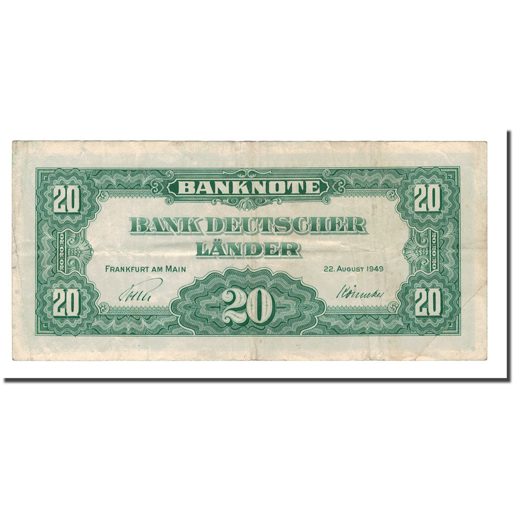 Banknote, GERMANY - FEDERAL REPUBLIC, 20 Deutsche Mark, 1949, 1949-08-22, KM:6a