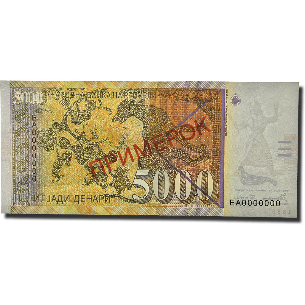 SPECIMEN Banknote, Macedonia, 5000 Denari, 1996, 1996-09-08, KM:19s, UNC(65-70)
